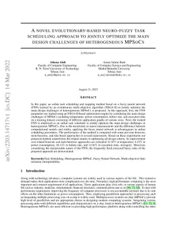 A novel evolutionary-based neuro-fuzzy task scheduling approach to
  jointly optimize the main design challenges of heterogeneous MPSoCs