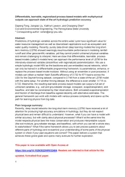 Differentiable, learnable, regionalized process-based models with
  physical outputs can approach state-of-the-art hydrologic prediction accuracy