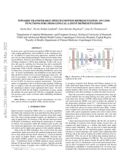 Towards Transferable Speech Emotion Representation: On loss functions
  for cross-lingual latent representations