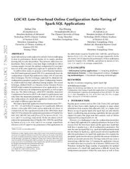 LOCAT: Low-Overhead Online Configuration Auto-Tuning of Spark SQL
  Applications