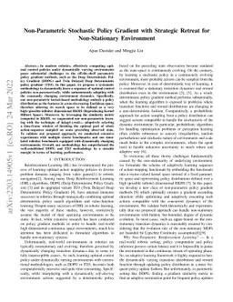 Non-Parametric Stochastic Policy Gradient with Strategic Retreat for
  Non-Stationary Environment