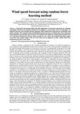 Wind speed forecast using random forest learning method