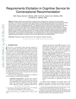 Requirements Elicitation in Cognitive Service for Recommendation
