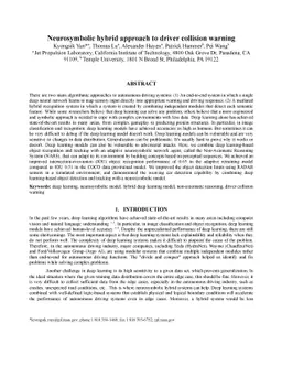 Neurosymbolic hybrid approach to driver collision warning