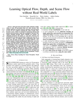 Learning Optical Flow, Depth, and Scene Flow without Real-World Labels