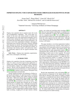 Improved singing voice separation with chromagram-based pitch-aware
  remixing