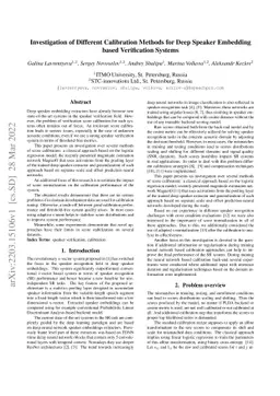 Investigation of Different Calibration Methods for Deep Speaker
  Embedding based Verification Systems