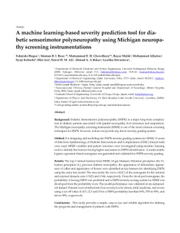 A machine learning-based severity prediction tool for diabetic
  sensorimotor polyneuropathy using Michigan neuropathy screening
  instrumentations