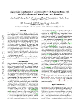 Improving Generalization of Deep Neural Network Acoustic Models with
  Length Perturbation and N-best Based Label Smoothing