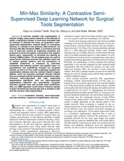 Min-Max Similarity: A Contrastive Semi-Supervised Deep Learning Network
  for Surgical Tools Segmentation