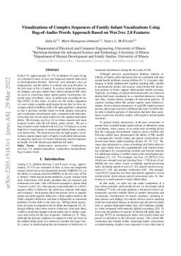 Visualizations of Complex Sequences of Family-Infant Vocalizations Using
  Bag-of-Audio-Words Approach Based on Wav2vec 2.0 Features