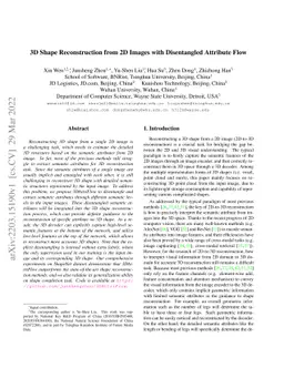 3D Shape Reconstruction from 2D Images with Disentangled Attribute Flow