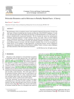 Periocular Biometrics and its Relevance to Partially Masked Faces: A
  Survey