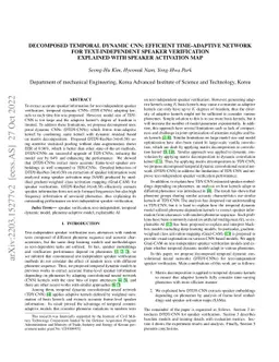 Decomposed Temporal Dynamic CNN: Efficient Time-Adaptive Network for
  Text-Independent Speaker Verification Explained with Speaker Activation Map