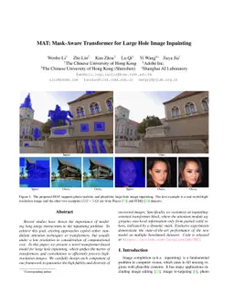 MAT: Mask-Aware Transformer for Large Hole Image Inpainting
