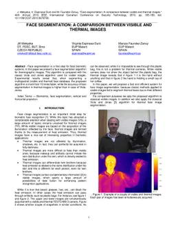 Face segmentation: A comparison between visible and thermal images