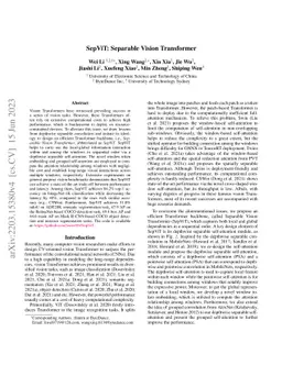 SepViT: Separable Vision Transformer