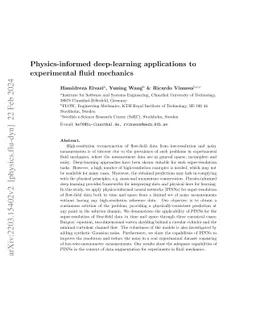 Physics-informed deep-learning applications to experimental fluid
  mechanics