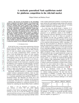 A stochastic generalized Nash equilibrium model for platforms
  competition in the ride-hail market
