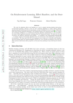 On Reinforcement Learning, Effect Handlers, and the State Monad