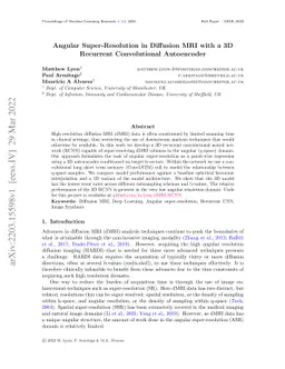 Angular Super-Resolution in Diffusion MRI with a 3D Recurrent
  Convolutional Autoencoder