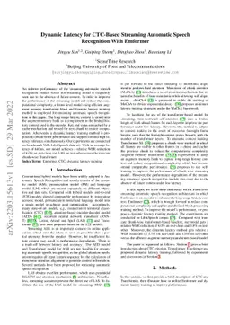 Dynamic Latency for CTC-Based Streaming Automatic Speech Recognition
  With Emformer