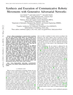 Synthesis and Execution of Communicative Robotic Movements with
  Generative Adversarial Networks