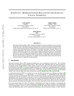 SurvCaus : Representation Balancing for Survival Causal Inference