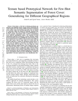 Texture based Prototypical Network for Few-Shot Semantic Segmentation of
  Forest Cover: Generalizing for Different Geographical Regions