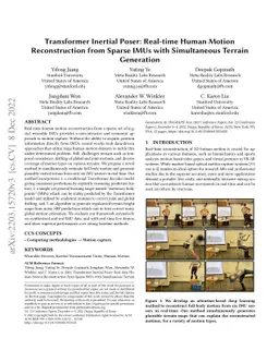 Transformer Inertial Poser: Real-time Human Motion Reconstruction from
  Sparse IMUs with Simultaneous Terrain Generation
