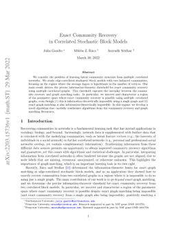 Exact Community Recovery in Correlated Stochastic Block Models