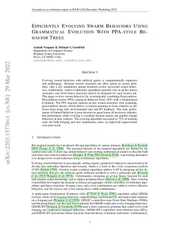 Efficiently Evolving Swarm Behaviors Using Grammatical Evolution With
  PPA-style Behavior Trees