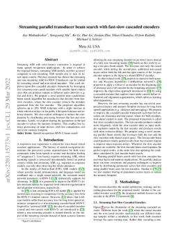 Streaming parallel transducer beam search with fast-slow cascaded
  encoders