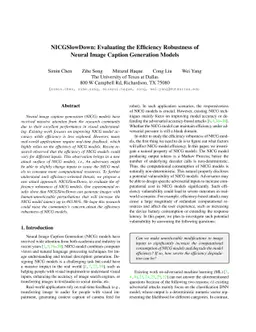 NICGSlowDown: Evaluating the Efficiency Robustness of Neural Image
  Caption Generation Models