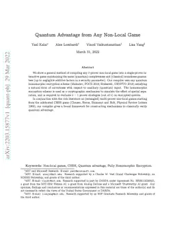 Quantum Advantage from Any Non-Local Game