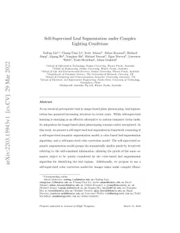 Self-Supervised Leaf Segmentation under Complex Lighting Conditions