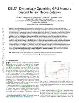 DELTA: Dynamically Optimizing GPU Memory beyond Tensor Recomputation