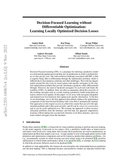 Decision-Focused Learning without Differentiable Optimization: Learning
  Locally Optimized Decision Losses