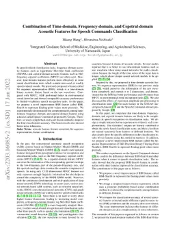 Combination of Time-domain, Frequency-domain, and Cepstral-domain
  Acoustic Features for Speech Commands Classification