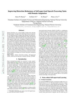 Improving Distortion Robustness of Self-supervised Speech Processing
  Tasks with Domain Adaptation