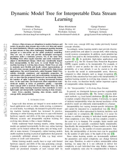 Dynamic Model Tree for Interpretable Data Stream Learning