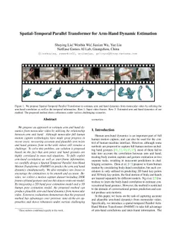 Spatial-Temporal Parallel Transformer for Arm-Hand Dynamic Estimation
