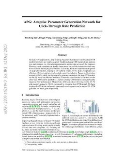 APG: Adaptive Parameter Generation Network for Click-Through Rate
  Prediction