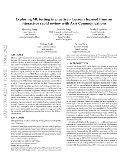 Exploring ML testing in practice -- Lessons learned from an interactive
  rapid review with Axis Communications