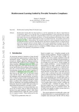 Reinforcement Learning Guided by Provable Normative Compliance