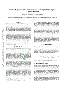 Rainbow Keywords: Efficient Incremental Learning for Online Spoken
  Keyword Spotting