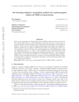 On learning adaptive acquisition policies for undersampled multi-coil
  MRI reconstruction