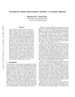 Learning Fair Models without Sensitive Attributes: A Generative Approach