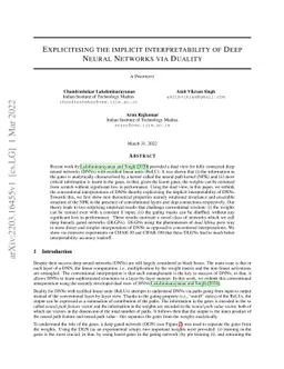 Explicitising The Implicit Intrepretability of Deep Neural Networks Via
  Duality
