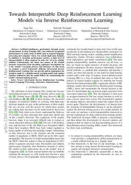 Towards Interpretable Deep Reinforcement Learning Models via Inverse
  Reinforcement Learning
